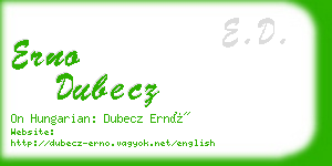 erno dubecz business card